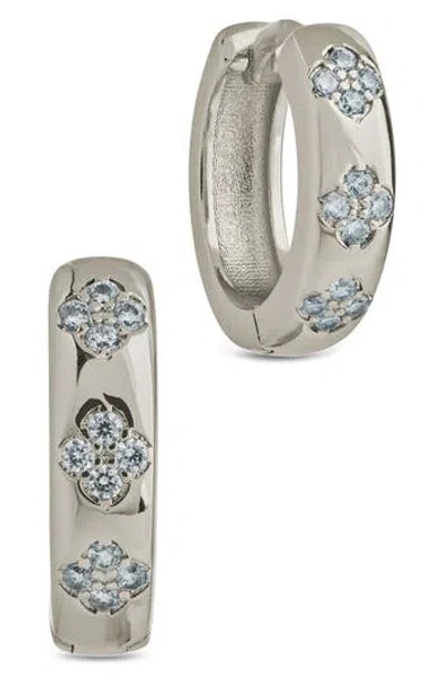 Sterling Forever Aisha Cubic Zirconia Star Huggie Hoop Earrings In Silver