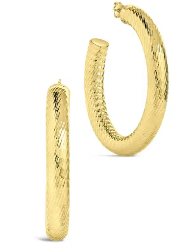 Sterling Forever Alayna Textured Hoop Earrings In Gold