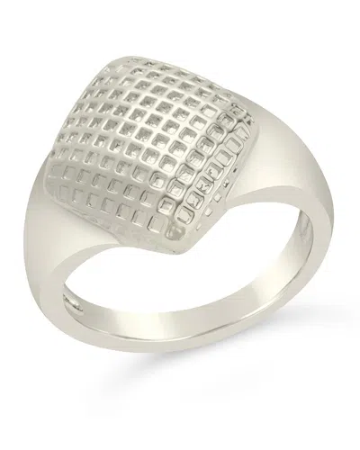 Sterling Forever Aldari Textured Signet Ring In Silver