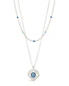 Sterling Forever Alessandra Cz & Enamel Evil Eye Layered Necklace