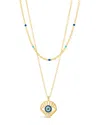 Sterling Forever Alessandra Cz & Enamel Evil Eye Layered Necklace In Gold