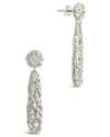 Sterling Forever Alina Cz Textured Drop Earrings In Metallic
