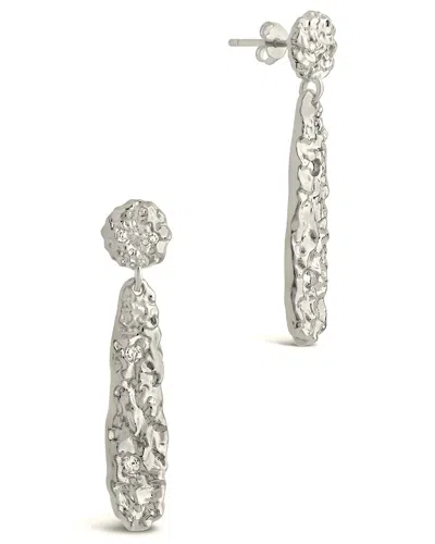 Sterling Forever Alina Cz Textured Drop Earrings In Metallic
