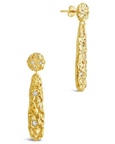 Sterling Forever Alina Cz Textured Drop Earrings In Gold