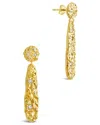 Sterling Forever Alina Cz Textured Drop Earrings In Gold