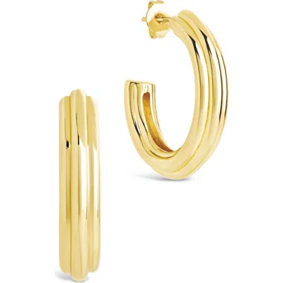 Sterling Forever Allistar Triple Row Tube Hoop Earrings In Gold