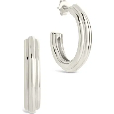 Sterling Forever Allistar Triple Row Tube Hoop Earrings In Silver