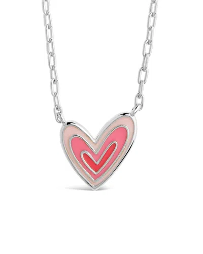 Sterling Forever Amanda Enamel Heart Pendant Necklace In Silver
