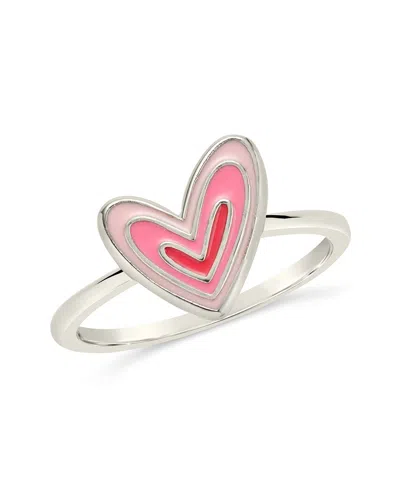Sterling Forever Amanda Enamel Heart Ring In Metallic