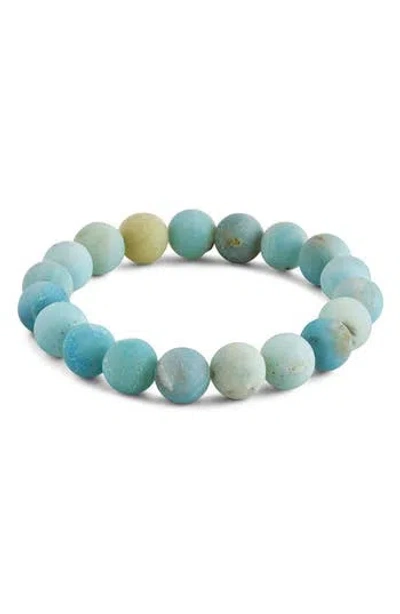 Sterling Forever Amazonite Quartz Beaded Stretch Bracelet In Blue