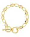 Sterling Forever 14k Plated 4-5mm Pearl Amedea Bracelet In Gold