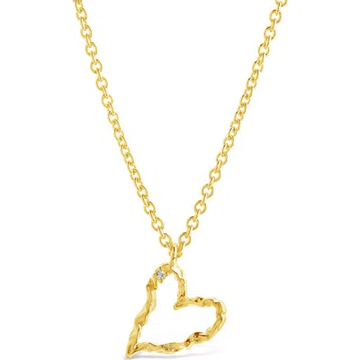 Sterling Forever Amia Cubic Zirconia Heart Pendant Necklace In Gold