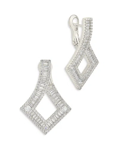 Sterling Forever Amina Cubic Zirconia Drop Earrings In Rhodium Plated In Silver