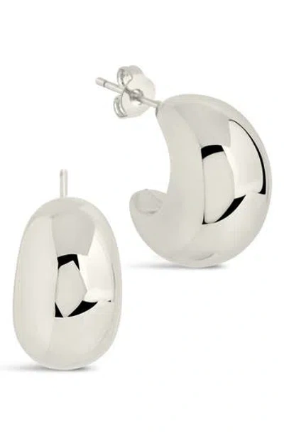 Sterling Forever Ana Dome Huggie Hoop Earrings In Metallic