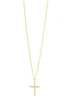 Sterling Forever Anas Cultured Pearl Cross Pendant Necklace In Brass