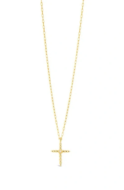 Sterling Forever Anas Cultured Pearl Cross Pendant Necklace In Brass
