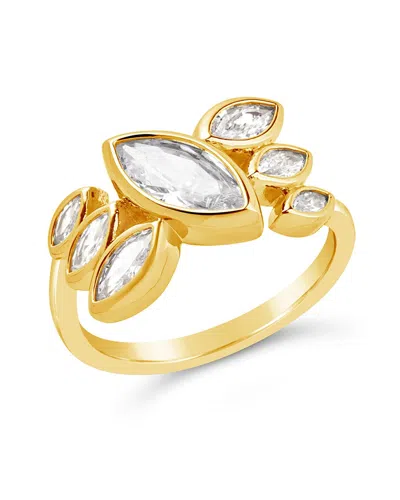 Sterling Forever Anatasia Elongated Cz Ring In Gold