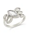 Sterling Forever Anatasia Elongated Cz Ring In Silver