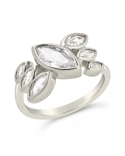 Sterling Forever Anatasia Elongated Cz Ring In Silver