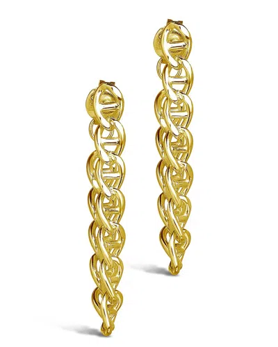Sterling Forever Anchor Chain Drop Studs In Gold