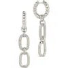 Sterling Forever Andi Cz Drop Hoop Earrings In Silver