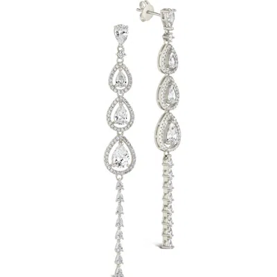 Sterling Forever Angela Cubic Zirconia Drop Earrings In Silver