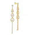 Sterling Forever Angela Cubic Zirconia Linear Drop Earrings In 14k Gold Plated In Gold