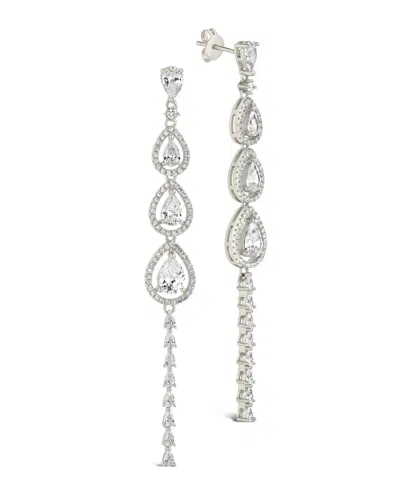 Sterling Forever Angela Cubic Zirconia Drop Stud Earrings In Silver