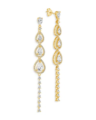 Sterling Forever Angela Cubic Zirconia Linear Drop Earrings In 14k Gold Plated
