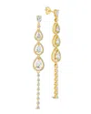 Sterling Forever Angela Cubic Zirconia Linear Drop Earrings In 14k Gold Plated