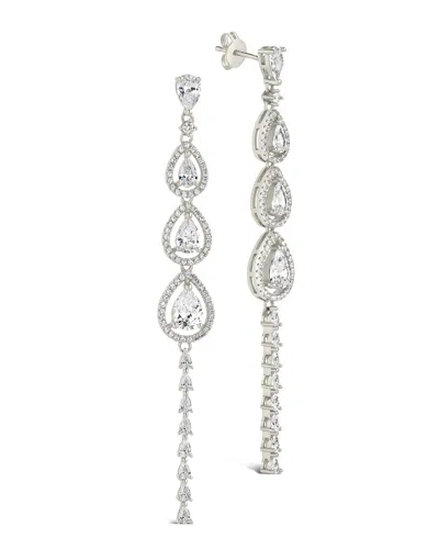 Sterling Forever Angela Cz Drop Stud Earrings In Silver