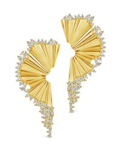 Sterling Forever Angelina Cz Fan Drop Studs Earrings In Gold