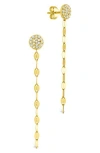 Sterling Forever Annabelle Cz Pavé Disc Drop Earrings In Gold