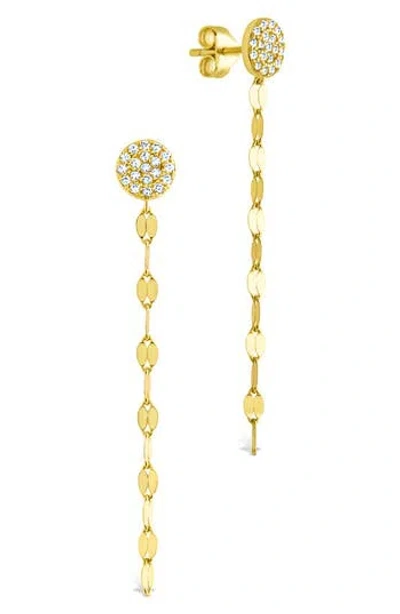 Sterling Forever Annabelle Cz Pavé Disc Drop Earrings In Gold