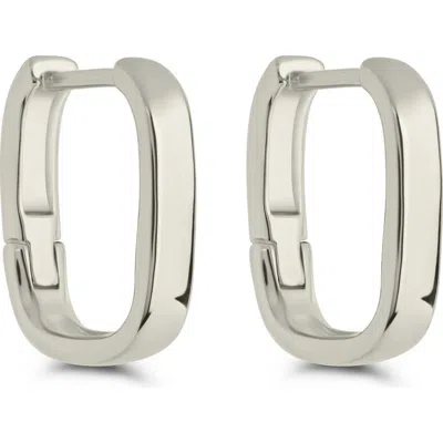 Sterling Forever Annika Polished Square Huggie Hoop Earrings In Metallic