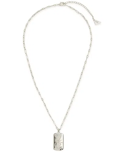 Sterling Forever Aquarius Constellation Dog Tag Necklace In Gray