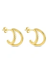 Sterling Forever Arcadia Double Row Huggie Hoop Earrings In Gold