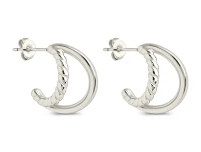 Sterling Forever Arcadia Double Row Huggie Hoop Earrings In Metallic