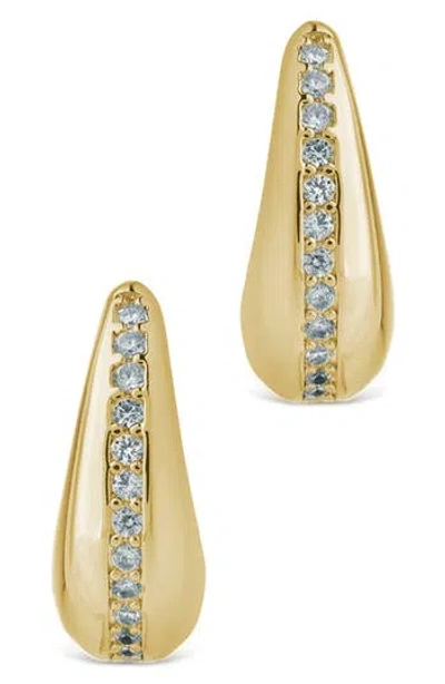 Sterling Forever Ari Cubic Zirconia Chunky Mini Hoop Earrings In Gold