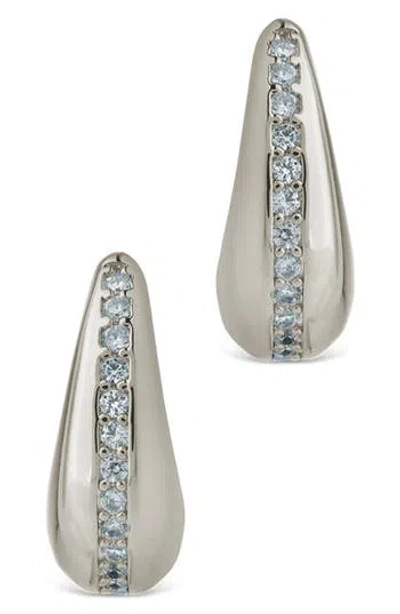 Sterling Forever Ari Cubic Zirconia Chunky Mini Hoop Earrings In Silver