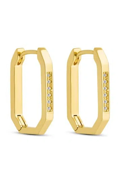 Sterling Forever Aria Geometric Cz Hoop Earrings In Gold