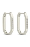Sterling Forever Aria Geometric Cz Hoop Earrings In Gray