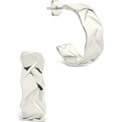 Sterling Forever Ashton Hoop Earrings In Silver