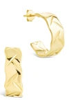 Sterling Forever Ashton Texture Hoop Earrings In Gold