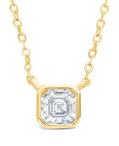 Sterling Forever Asscher Cut Cubic Zirconia Pendant Necklace In Gold