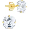 Sterling Forever 14k Over Silver Cz Asscher Cut Prong Set Stud Earrings In Gold