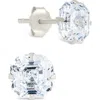 Sterling Forever Asscher-cut Cubic Zirconia Stud Earrings In Gray