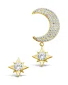 Sterling Forever Asymmetric Cz Burst & Crescent Drop Studs In Gold