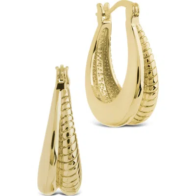 Sterling Forever Athena Rib Hoop Earrings In Gold
