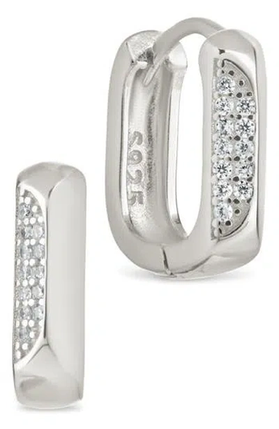 Sterling Forever Aubriella Cubic Zirconia Hoop Earrings In Metallic